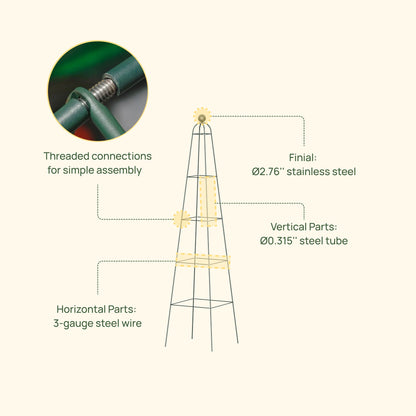 Pyramid Obelisk Garden Trellis, 6.5 Feet