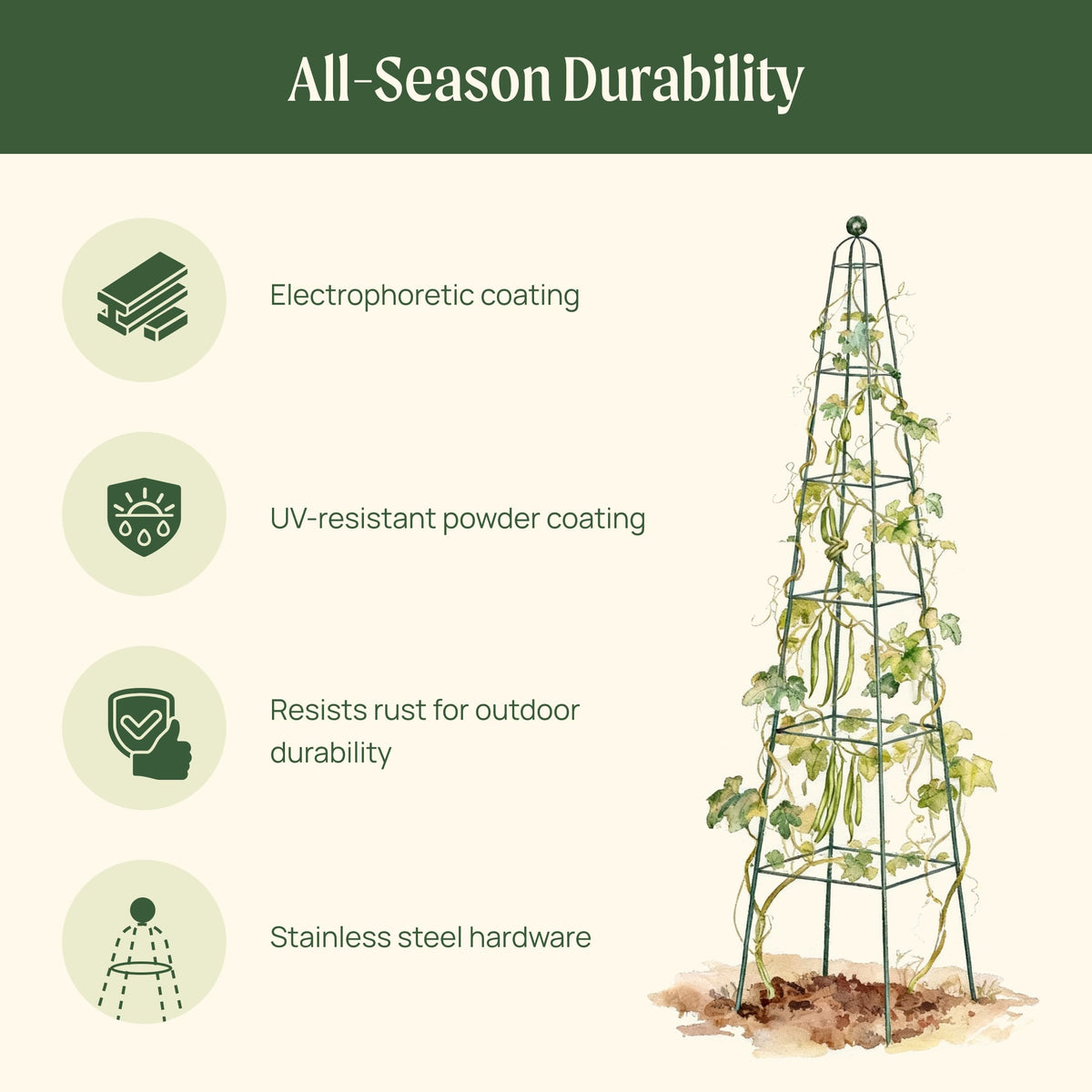Pyramid Obelisk Garden Trellis, 7.8 Feet