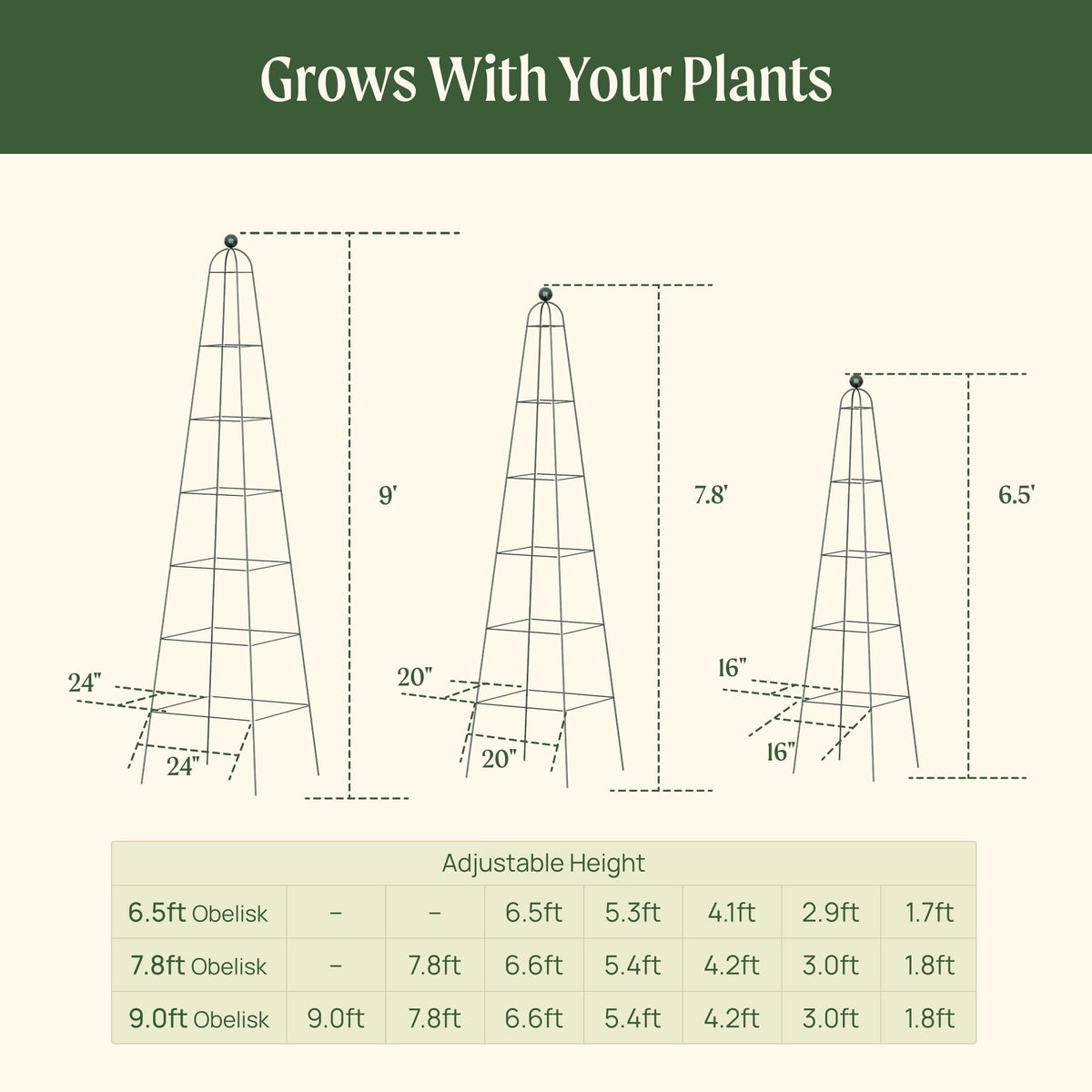 Pyramid Obelisk Garden Trellis, 9 Feet