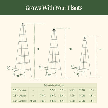 Pyramid Obelisk Garden Trellis, 9 Feet