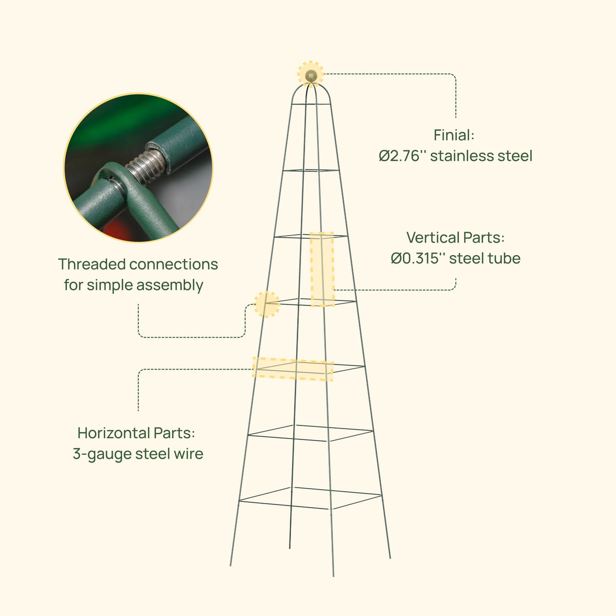 Pyramid Obelisk Garden Trellis, 9 Feet