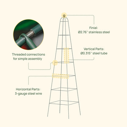 Pyramid Obelisk Garden Trellis, 9 Feet