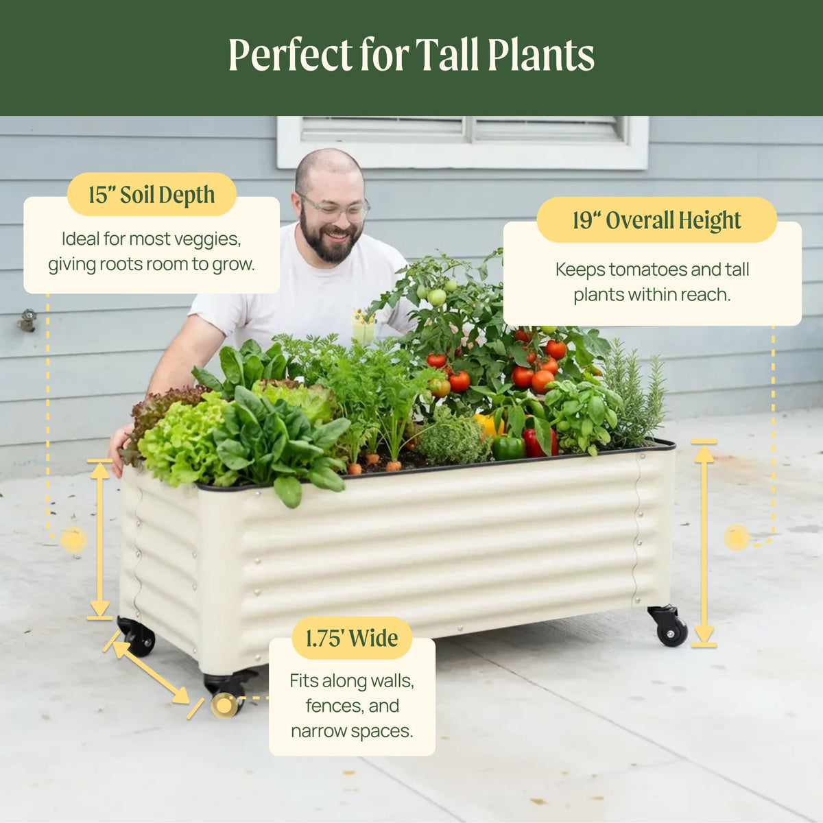 Product photo of rolling garden bed, 21 x 72 inches