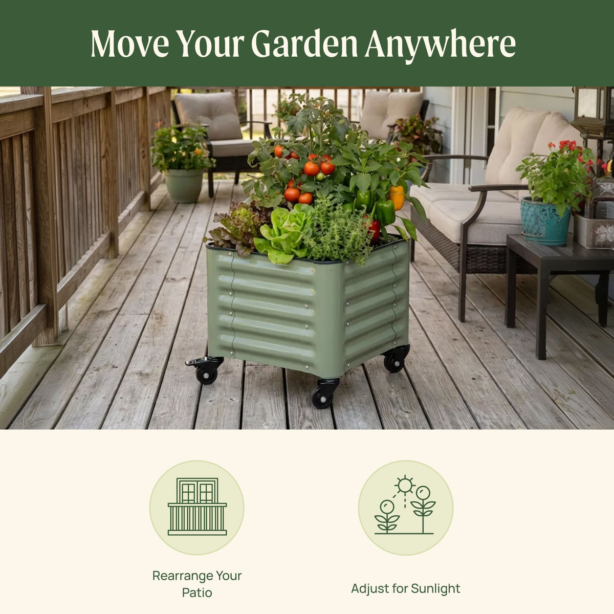 Product photo of rolling garden bed, 21 x 48 inches