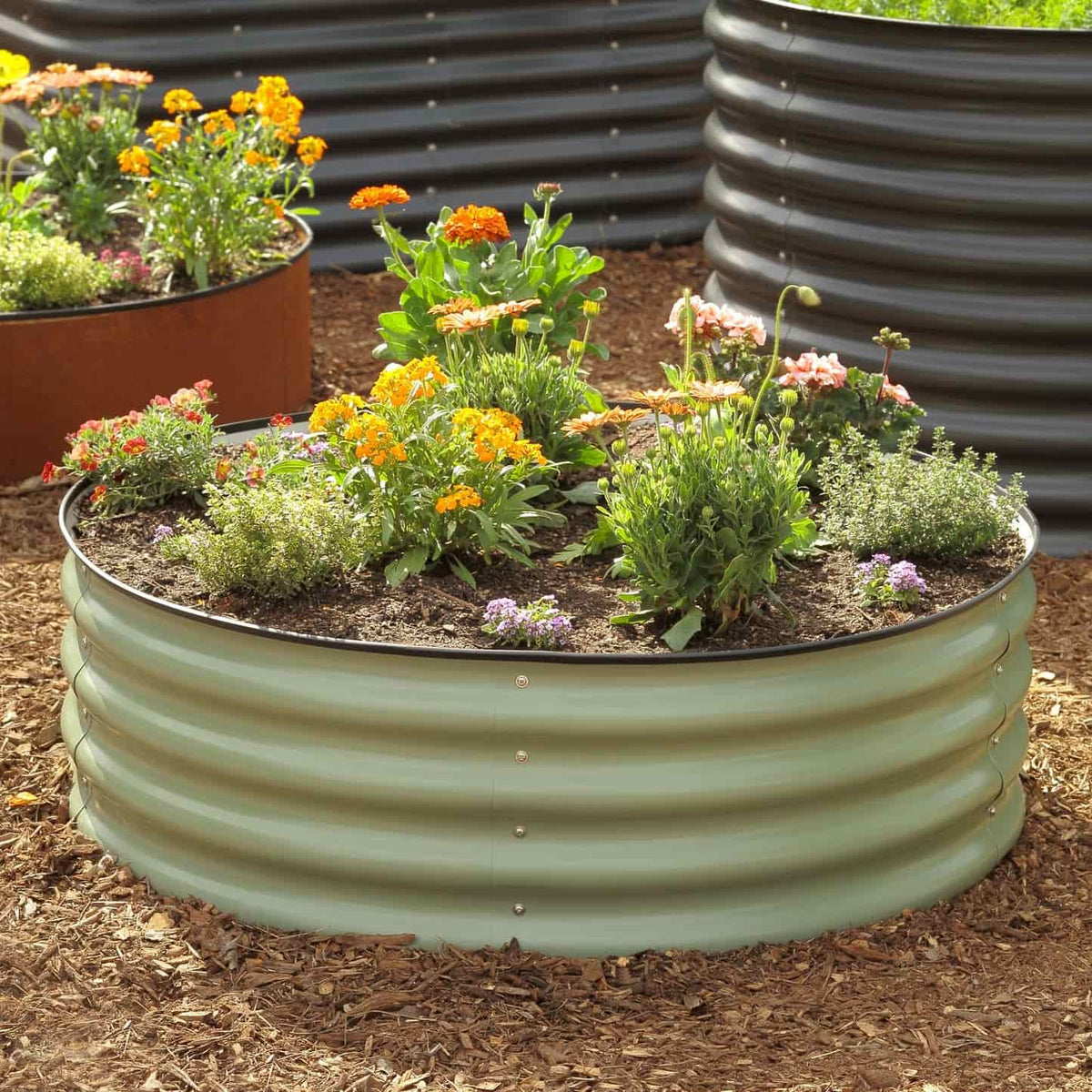 Round Metal Raised Garden Bed, 15 Inches Tall