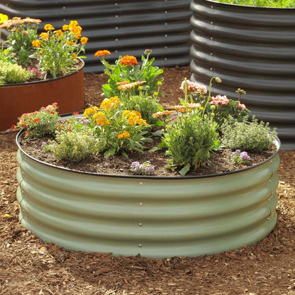 Round Metal Raised Garden Bed, 15 Inches Tall
