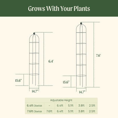 Round Obelisk Garden Trellis, 6.4 Feet