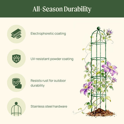 Round Obelisk Garden Trellis, 6.4 Feet