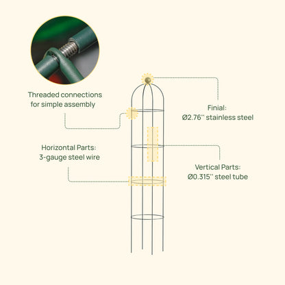 Round Obelisk Garden Trellis, 6.4 Feet