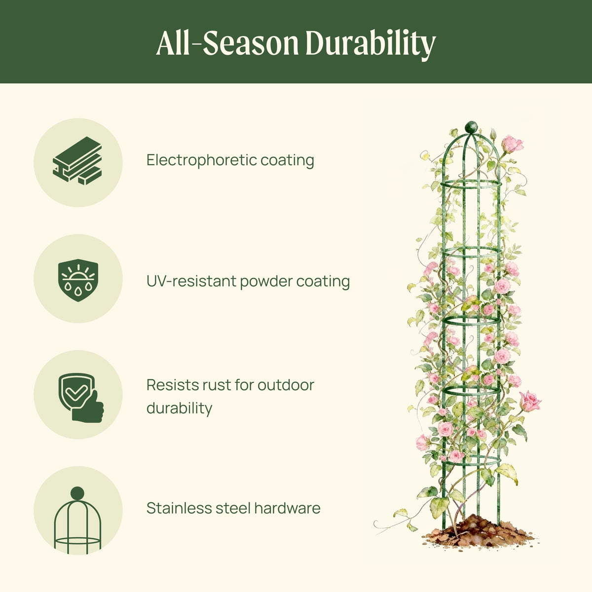 Round Obelisk Garden Trellis, 7.6 Feet