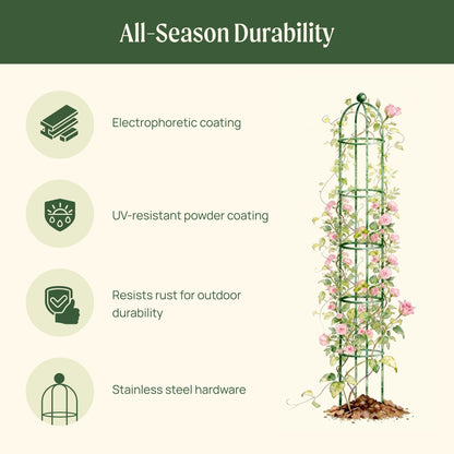 Round Obelisk Garden Trellis, 7.6 Feet