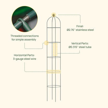 Round Obelisk Garden Trellis, 7.6 Feet