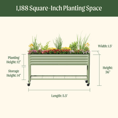 Product photo of slim rolling elevated bed, 18 x 66 inches
