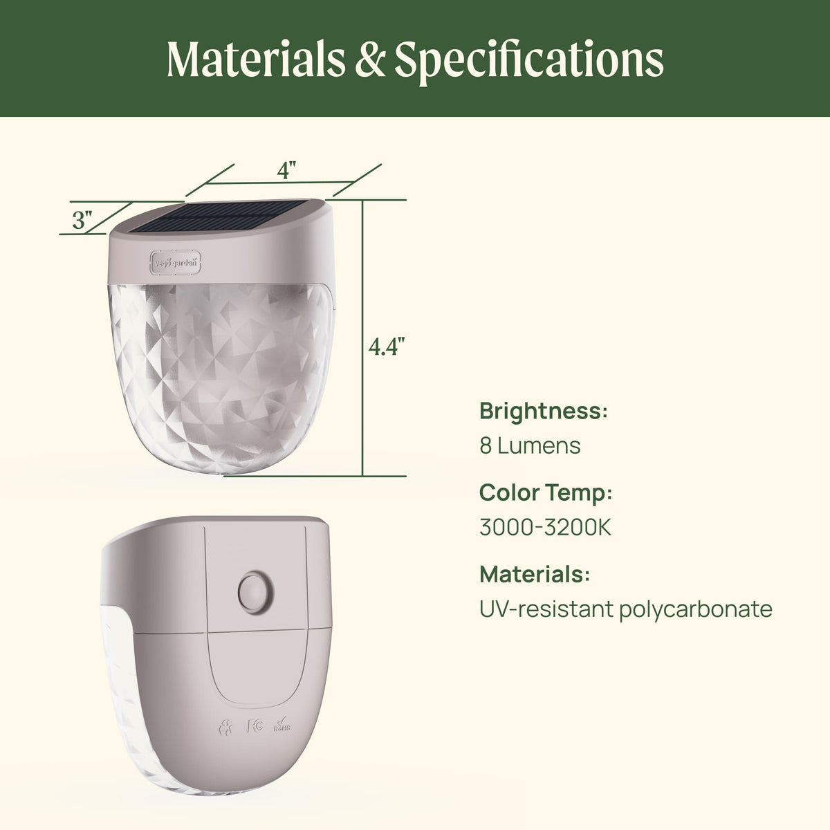 Solar Garden Light, Flat Mount