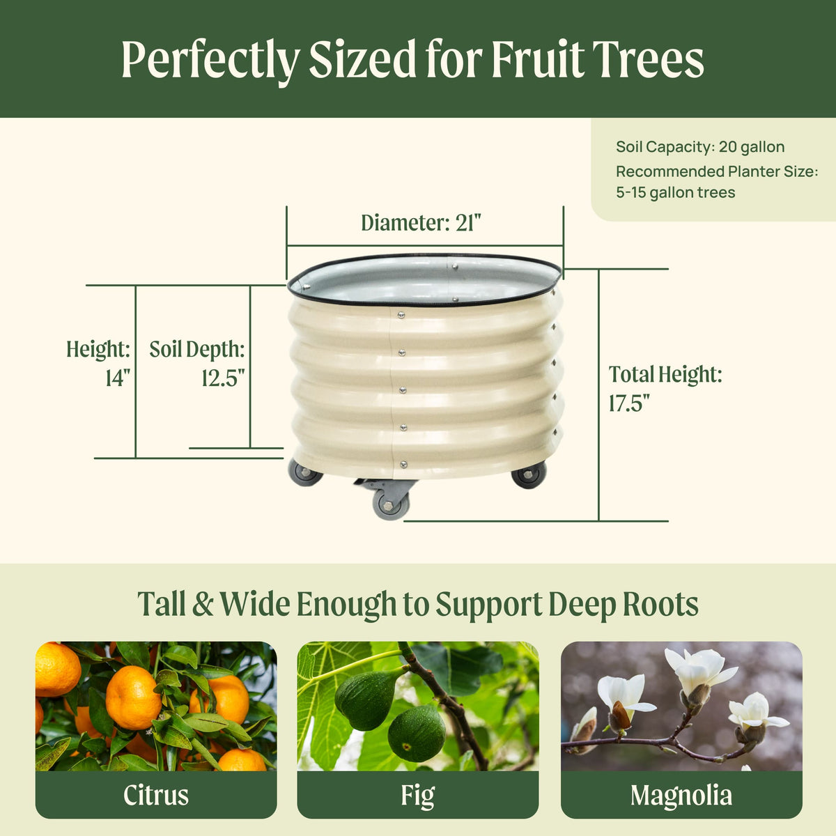 Product photo of rolling citrus planter, 30 gallons