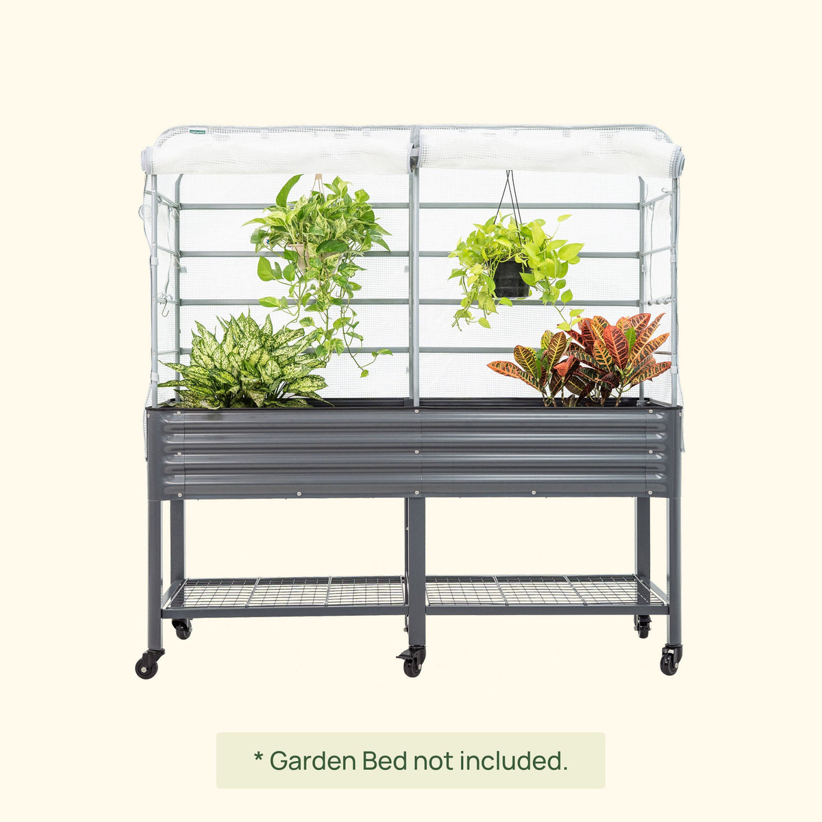 Product photo of frost cover and trellis for elevated beds