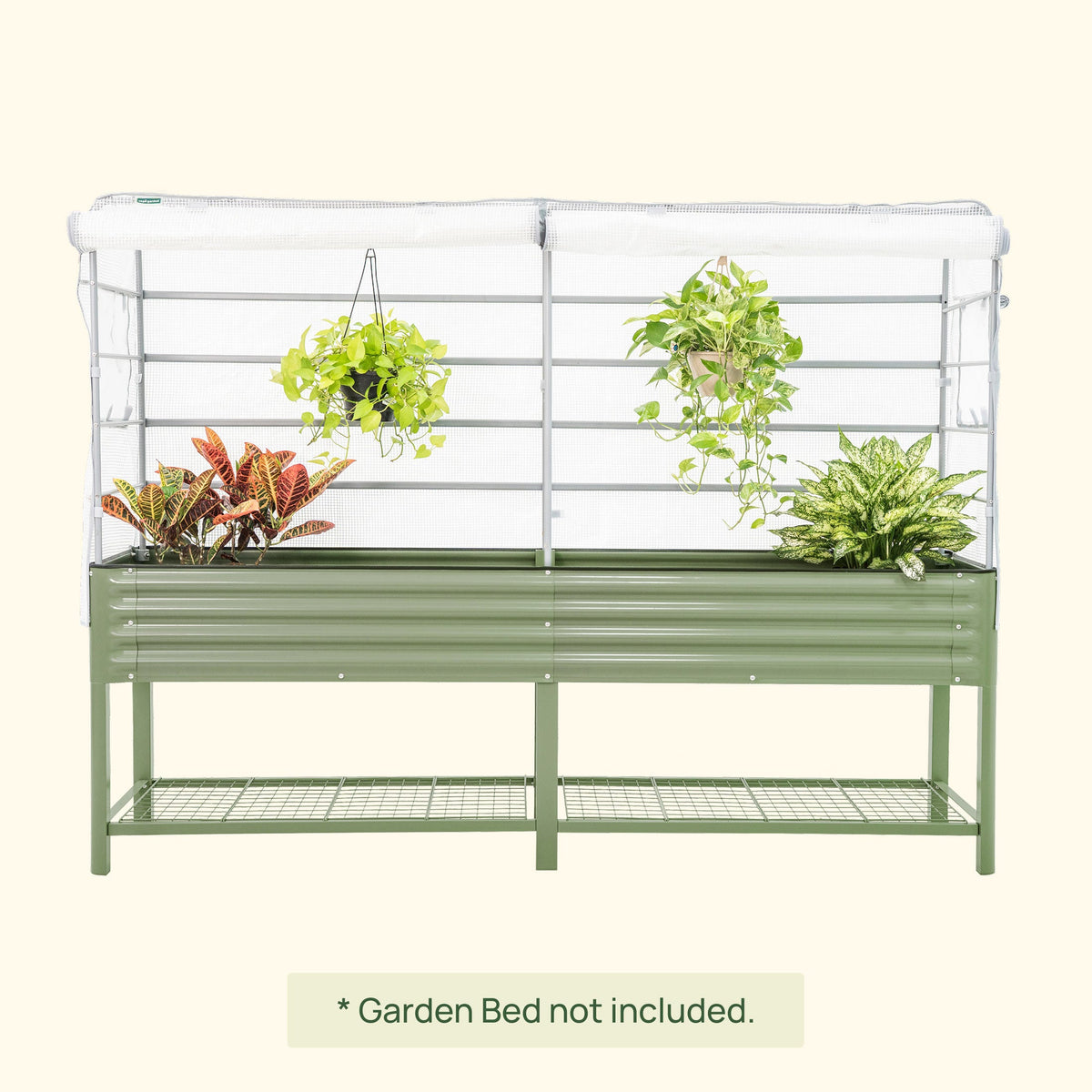 Product photo of frost cover and trellis for elevated beds