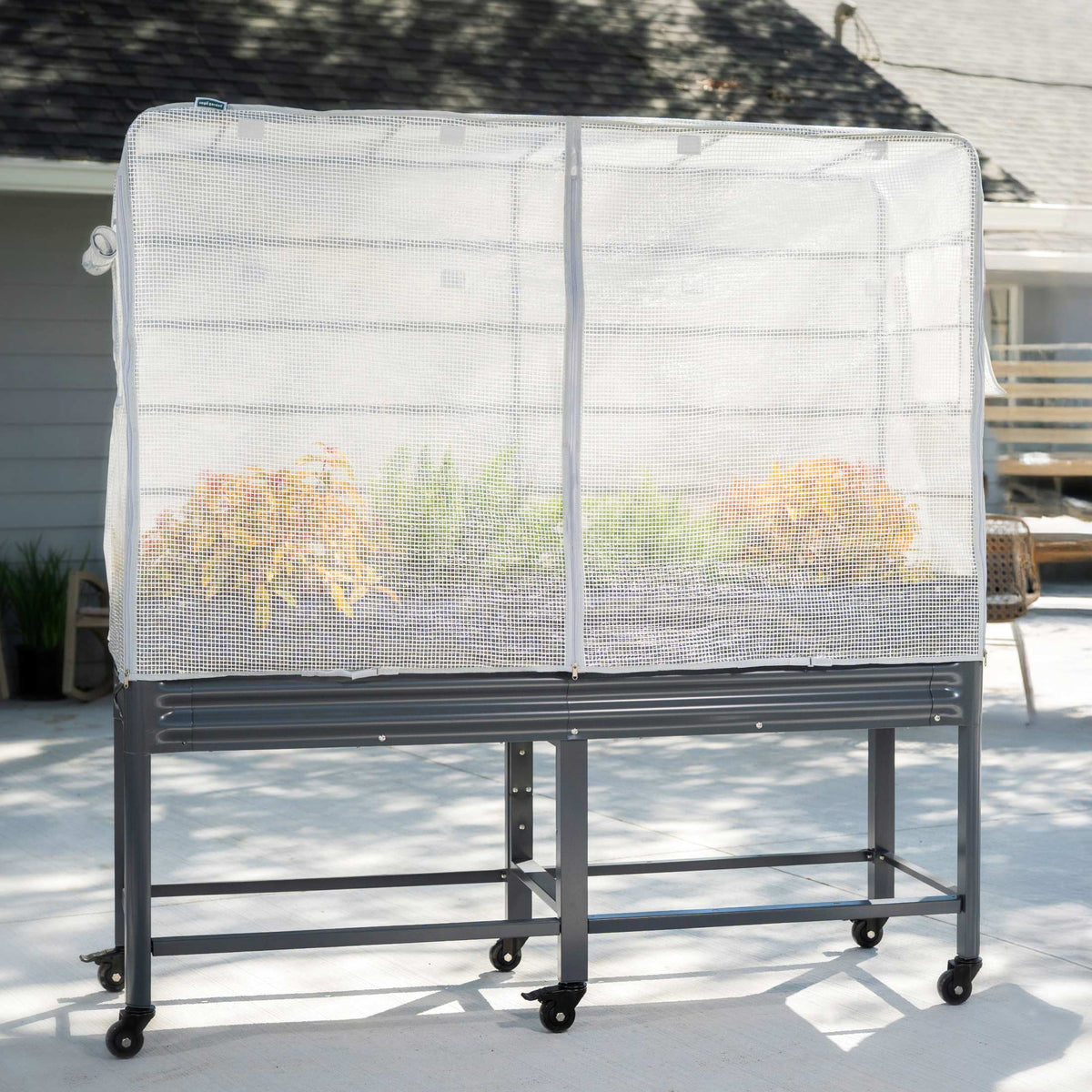 Product photo of frost cover and trellis for elevated beds