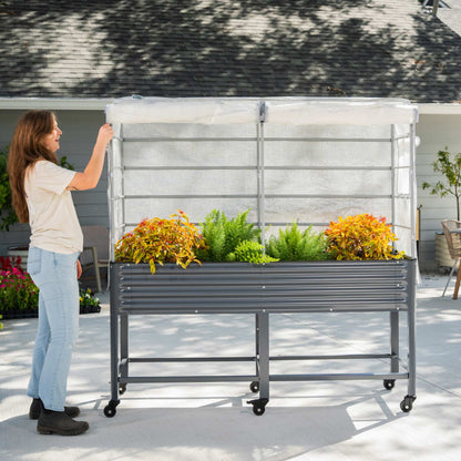 Product photo of frost cover and trellis for elevated beds