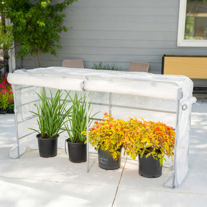 Product photo of frost cover and trellis for elevated beds