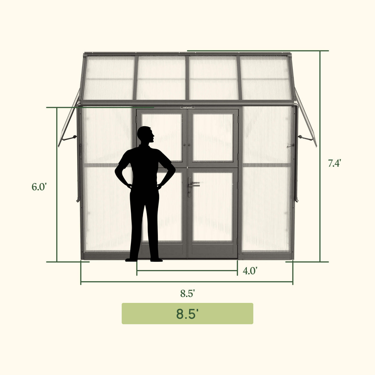 Lean-To Greenhouse, 4.5 x 8.5 Feet