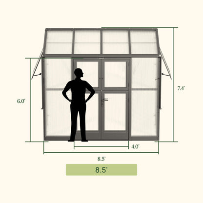 Lean-To Greenhouse, 4.5 x 8.5 Feet