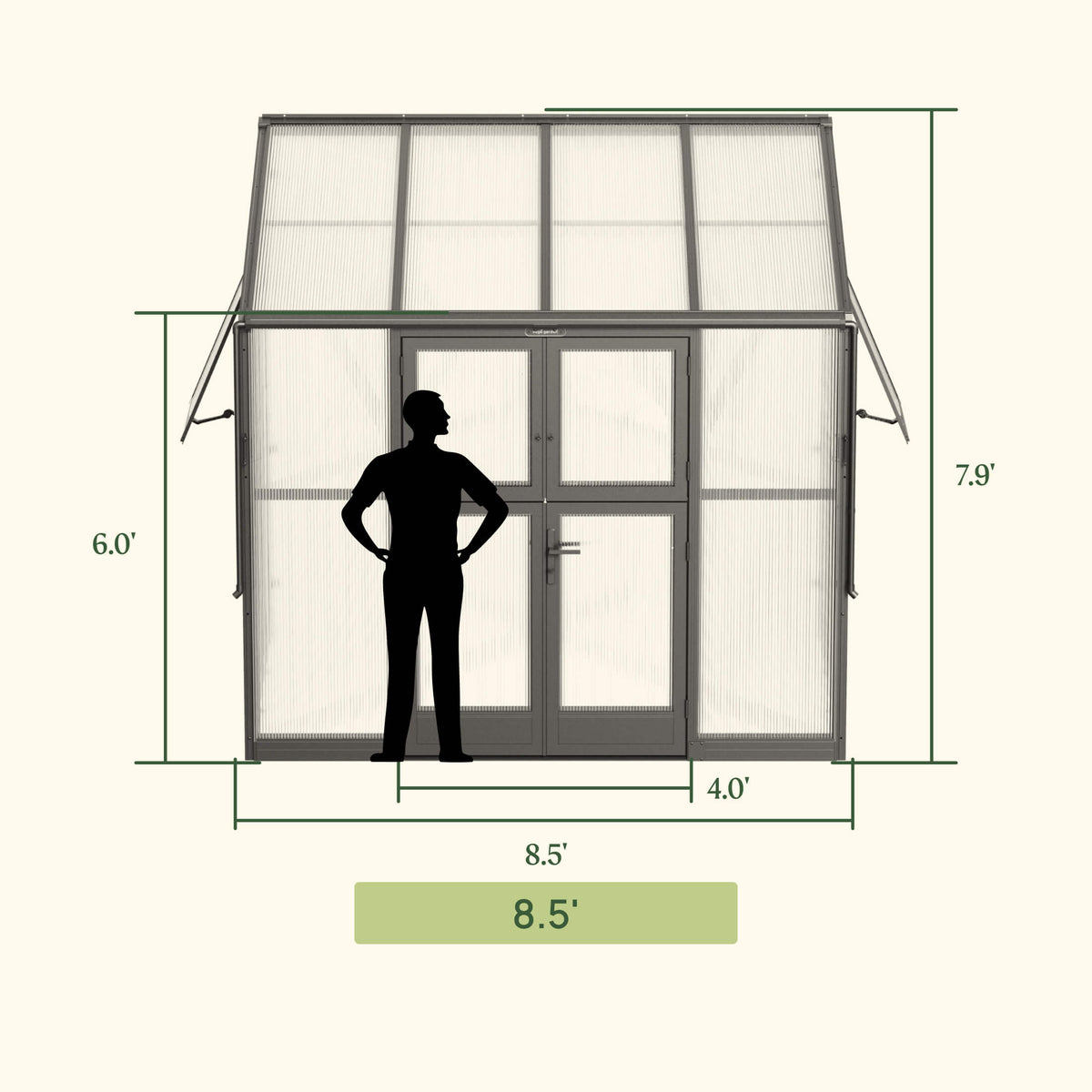 Lean-To Greenhouse, 6.5 x 8.5 Feet