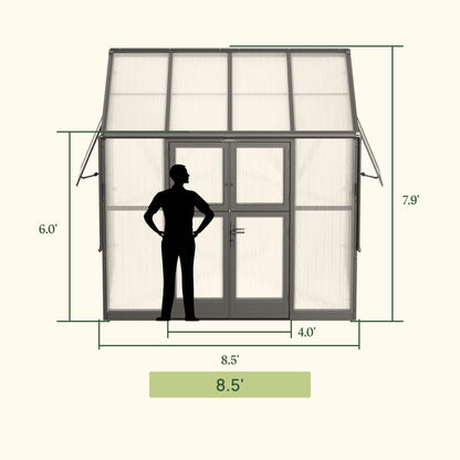 Lean-To Greenhouse, 6.5 x 8.5 Feet