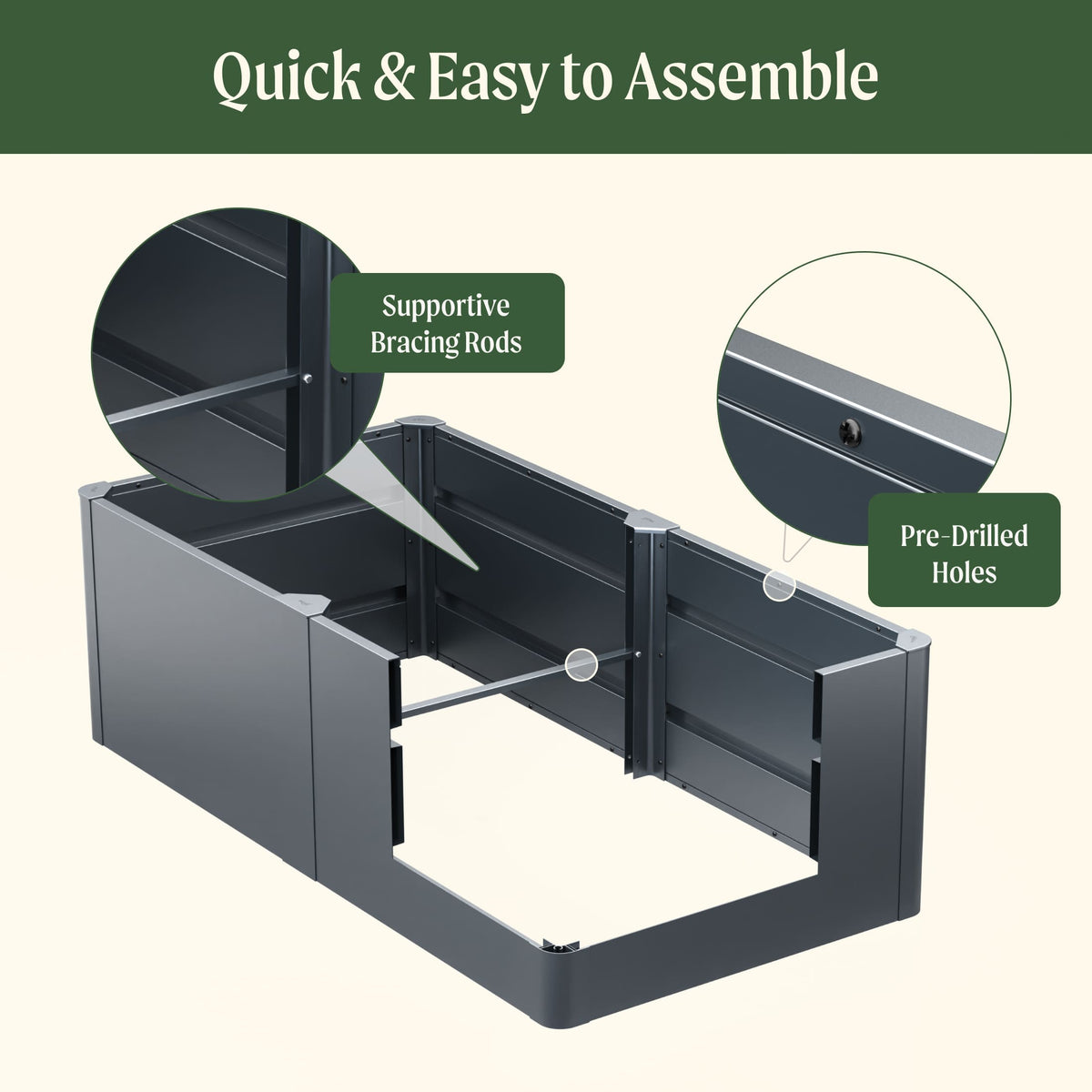 32-Inch-Tall L-Shaped Metal Raised Bed, 83 x 83 Inches