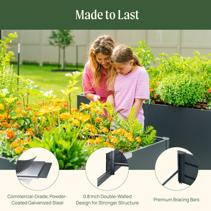 32-Inch-Tall L-Shaped Metal Raised Bed, 83 x 83 Inches