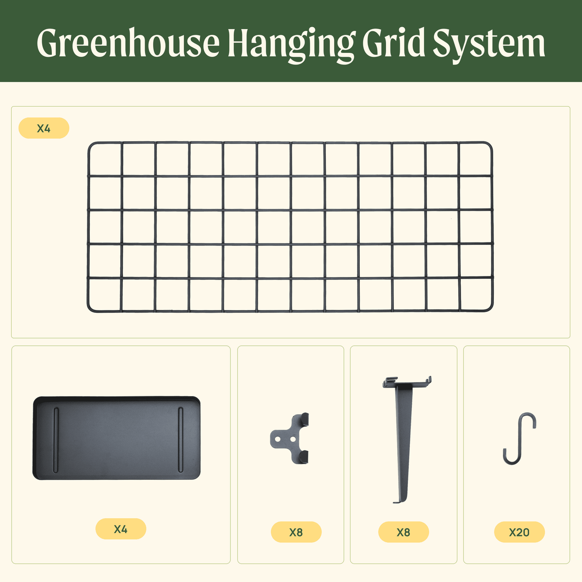Product photo of modular greenhouse hanging grid