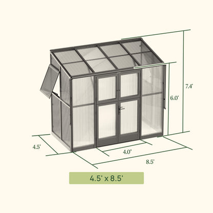 Lean-To Greenhouse, 4.5 x 8.5 Feet