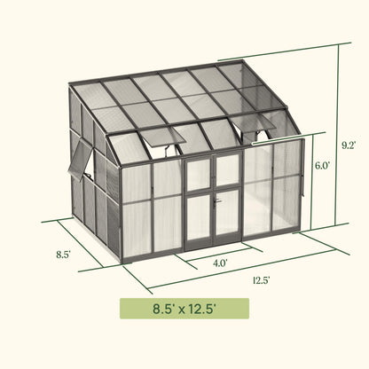 Lean-To Greenhouse, 8.5 x 12.5 Feet
