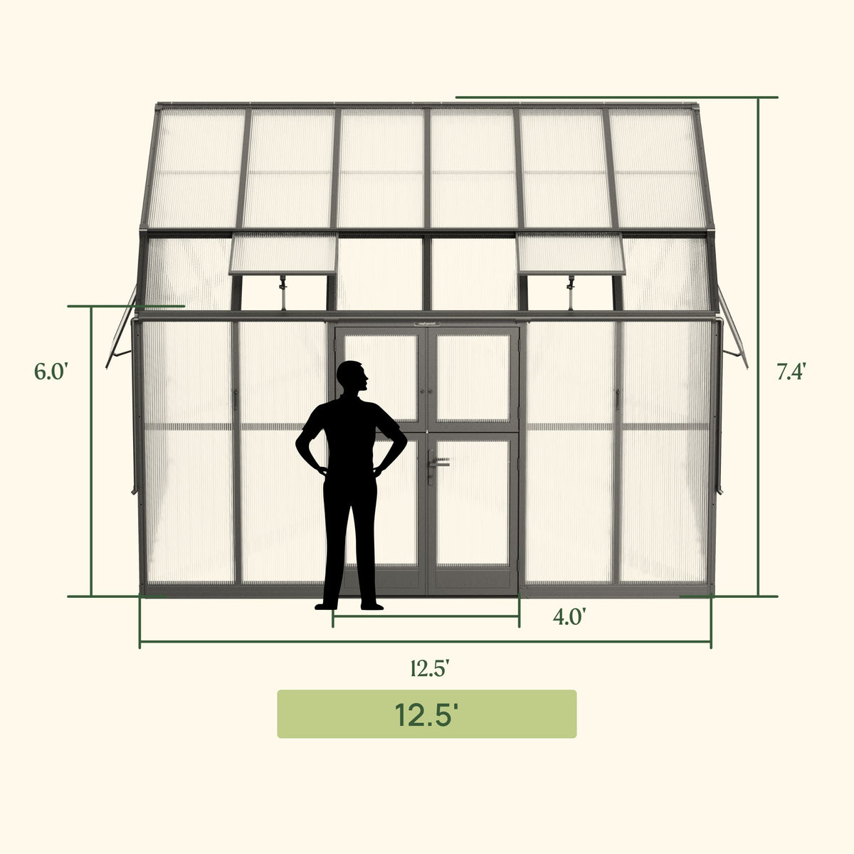 Lean-To Greenhouse, 8.5 x 12.5 Feet