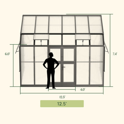 Lean-To Greenhouse, 8.5 x 12.5 Feet