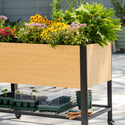 Product photo of woodgrain elevated bed, 24 x 48 inches