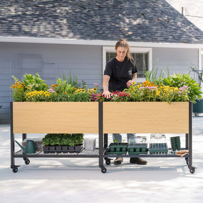 Product photo of woodgrain elevated bed, 24 x 48 inches
