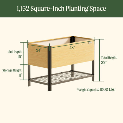 Product photo of woodgrain elevated bed, 24 x 48 inches