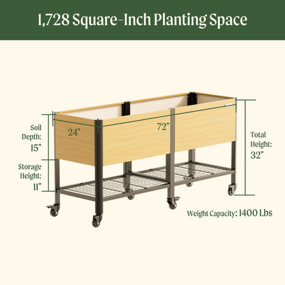 Product photo of woodgrain elevated bed, 24 x 72 inches