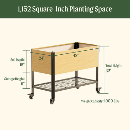 Product photo of woodgrain elevated bed, 24 x 48 inches