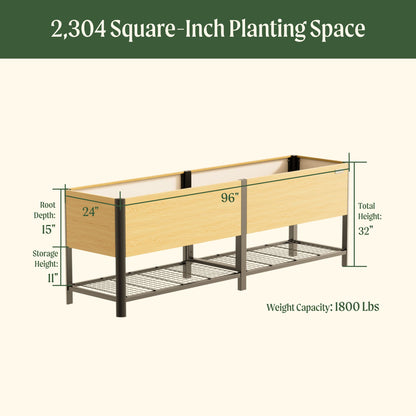 Product photo of woodgrain elevated bed, 24 x 96 inches
