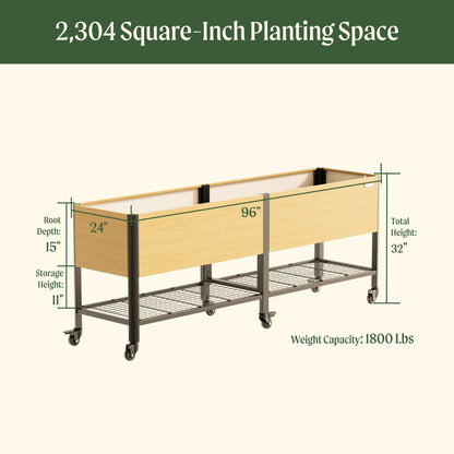 Product photo of woodgrain elevated bed, 24 x 96 inches