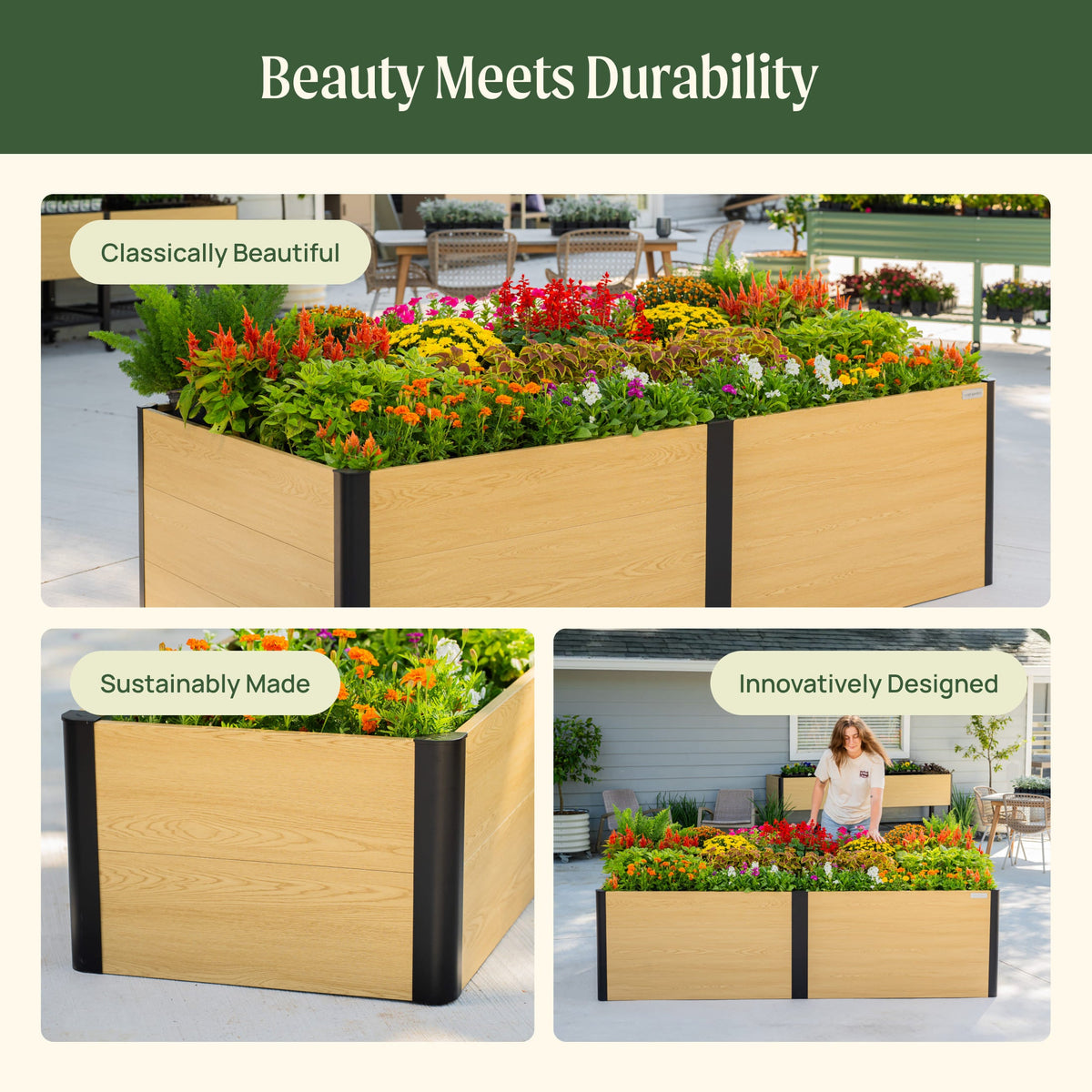 Product photo of woodgrain raised bed, 48 x 96 x 26 inches