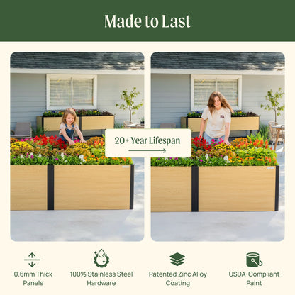 Product photo of woodgrain raised bed, 24 x 96 x 26 inches