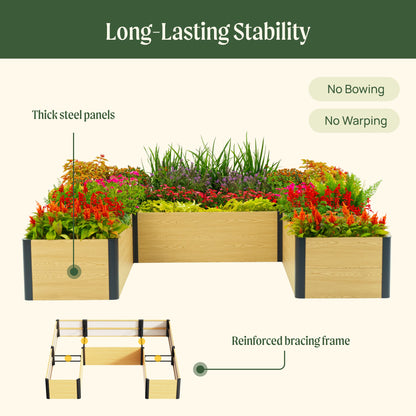 Product photo of u-shaped woodgrain raised bed, 96 x 96 x 16 inches