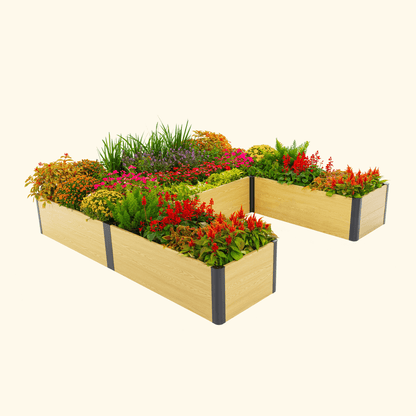 Product photo of u-shaped woodgrain raised bed, 96 x 96 x 16 inches
