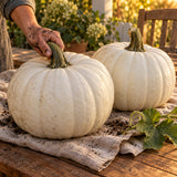 Abominable White Pumpkin Seeds harvest up close