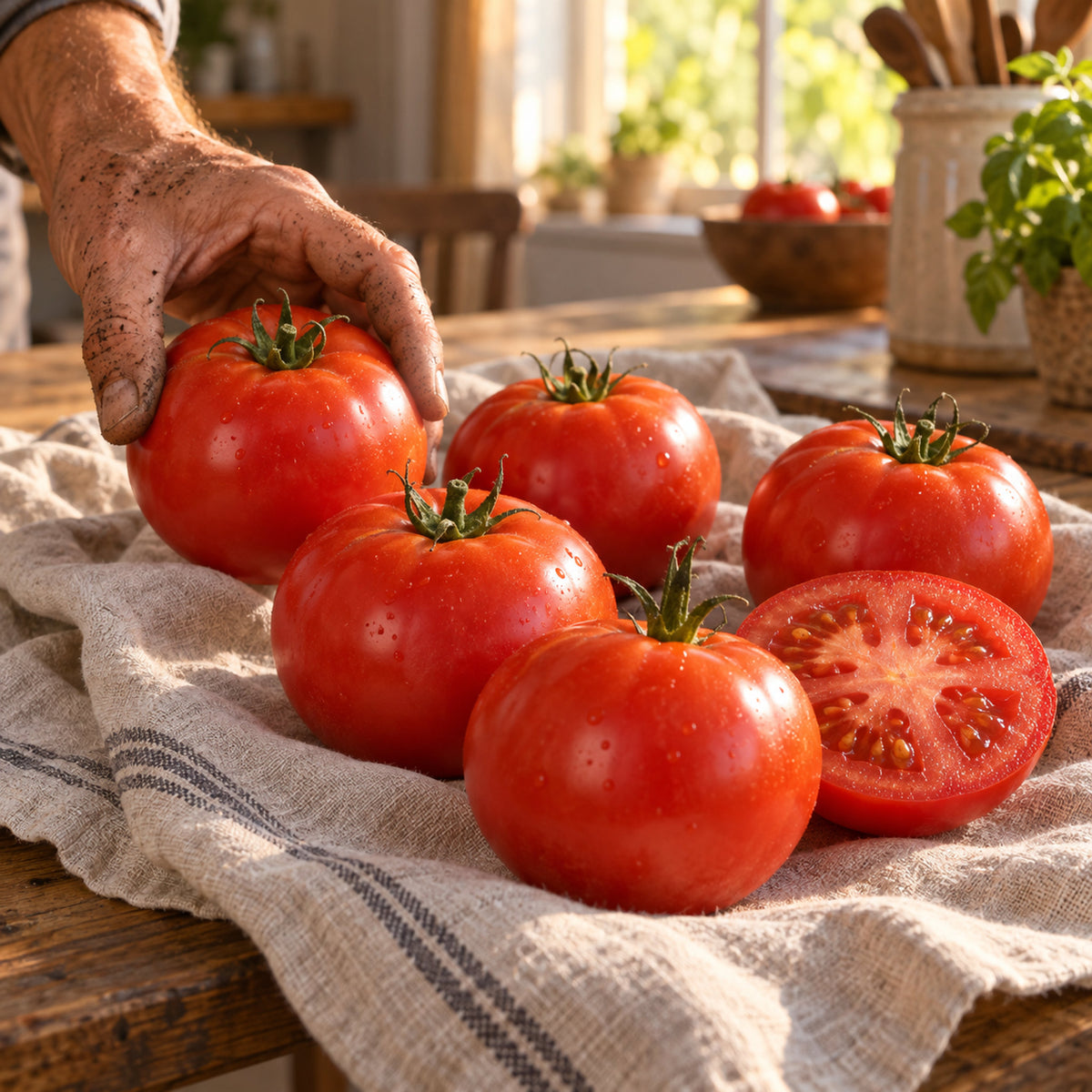 Ace 55 Bush Tomato Seeds harvest up close