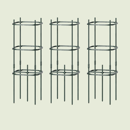 Adjustable Tomato Tower 3-Pack on a soft green background