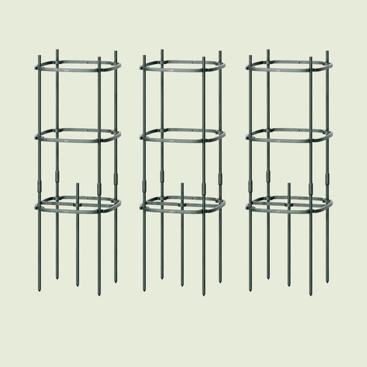 Adjustable Tomato Tower 3-Pack on a soft green background